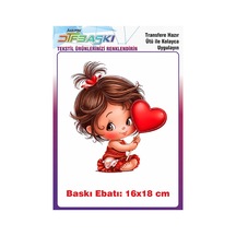 Sevimli Kız Çocuğu Ütü İle Yapışan Tişört Tekstil Baskı 3061