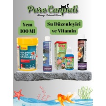 Japon Balığı Yem Ve Su Bakım Seti Yem + Su Düzenleyici + Vitamin + Mineral