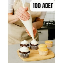 Mucit Home 100 Adet Büyük Boy Kullan At Pasta Krema Sıkma Torbası-100 Adet Krema Sıkma Torbası Şeffaf