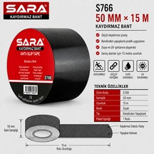 Sara S766 Kaydırmaz Bant 50 Mm X 15 M, Siyah, Kendinden Yapışkanlı