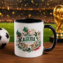Bk Gift Cezayir Taraftar Temalı 2026 Dünya Kupası Tasarımlı Siyah Kupa Bardak Beyaz