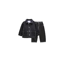 Baby Lory Kids Store Unisex Çocuk Yıldız Desenli Takım Siyah