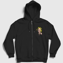 Presmono Unisex Blonde Marilyn Monroe Fermuarlı Kapüşonlu Sweatshirt Siyah