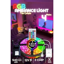 Rgb Led Tak Çalıştır 16 Renkli 4 Animasyonlu Tv Arkası Led Yatak Odası Led Bilgisayar Led 4metre