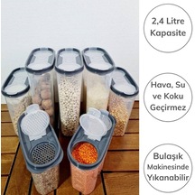 Buffer 2 Kapaklı Ölçekli Erzak Kuru Gıda Saklama Kutusu Kabı 2,4 Litre-sa940 Renkli