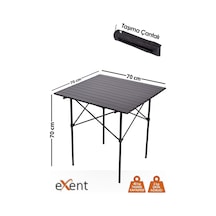 Exent Full-Alüminyum Yanmaz- Kırılmaz Hafif Kamp-Piknik Masası 70 CM Siyah