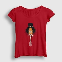 Presmono Kadın Guitar Guns N' Roses Slash T-shirt Kırmızı