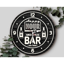 Bk Gift Barlara Özel Dekoratif Siyah Ahşap Duvar Saati 35cm-11 , Bar Duvar Saati , Cafe Duvar Saati , Özel Ahşap Saat Kobitmeyen138341 Bk Gift