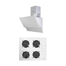 Kumtel KO-40 TAHDF - DA6-835 Beyaz Cam Ankastre Set