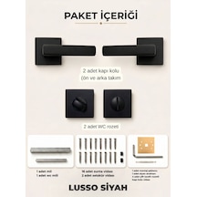 Lusso Siyah Kare Rozetli Kapı Kolu Lüks Wc Kapı Kolu