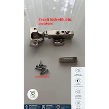 Meridyen Frenli Pistonlu Hidrolik Düz Menteşe Mutfak Vestiyer Kiler Dolabı Mobilya Kapakları Nikel Krom