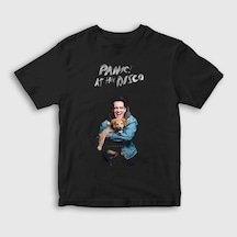 Presmono Unisex Çocuk Brendon Panic At The Disco T-shirt Siyah