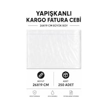 26x19 Cm Büyük Boy Yapışkanlı Kargo Fatura Cebi 250 Adet