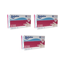 Dolphin Pudrasız Vinil Vinyl Tek Kullanımlık Eldiven Şeffaf Medium Orta Boy - 100'lü 3 Paket
