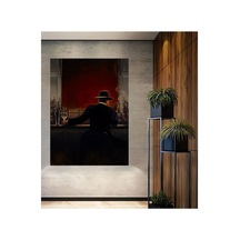 Kare Ahşap Dekoratif Pro İçen Şapkalı Adam Ev/ofis/işyeri/salon/mutfak/banyo Tablo Ahşap Kırmızı Çer
