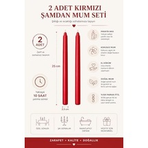 2 Li Kırmızı Şamdan Mum Seti 25 Cm Dekoratif İnce Şamdan Mum, Kokusuz Parafin Wax,%100 Pamuk Fitil, El Döküm, Uzun Süre Yanma 10 Saat , Şık Sofra, Davet, Nişan, Düğün Ve Ev Dekorasyonu 50 x 22