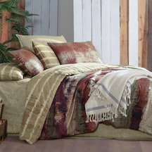 Mondrian King Size Battal Boy %100 Pamuk Flanel Pazen Nevresim Takımı Bej Bej