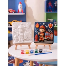 15x15 İtfaiyeci Çocuk Taş Boyama Seti Çocuk Ve Yetişkin Hobi Kiti