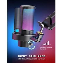 Usb Mikrofonu, Ampligame Oyun Bilgisayarı Masaüstü Kondansatör, Rgb Mikrofon, Mac/bilgisayar/ps4/ps5'te Youtube, Sessiz Düğmeli, Mikrofon Kazancı, Pop Filtresi, Şok Montajı, Kulaklık Jakı-a8