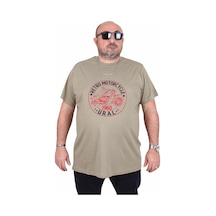 Moc Grande Mocgrande Erkek Büyük Beden Sıfır Yaka Tişört Motorcycle 25171 Hakı Haki
