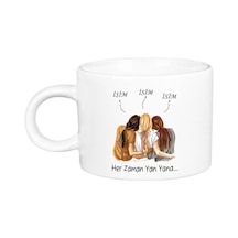 3 Arkadaşa Özel Her Zaman Yan Yana Porselen Motto Fincan Beyaz