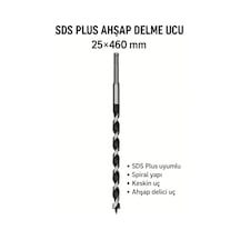 Merttools Sds Plus Ahşap Delme Ucu 25 460 Mm Spiral Uzun Ahşap Matkap Ucu
