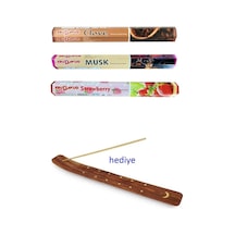 Jenerik 3 Paket 20 Çubuklu Tütsü Musk - Clove - Strawberry - Kayık Hediyeli