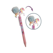 Unicorn Ponponlu Versatil Kalem Mavi 1 Adet Tek Boynuzlu Pompom 0,7 Uçlu Kalem Hediye Kalem Figürlü Sevimli Kalem