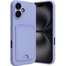 Newface  Apple  Uyumlu iPhone 16 Kılıf Kelvin Kartvizitli Silikon - Lila