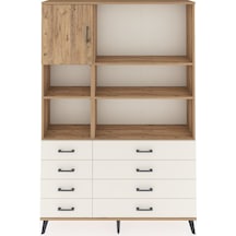 Arges Dolap 7 Raflı 8 Çekmeceli Tek Kapaklı 132x30x195 Çam-ç... Çam