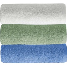 3 Lü Düz Renk El Yüz Havlu Seti %100 Pamuklu 50x90 Cm Mavi-yeşil-beyaz Çok Renkli
