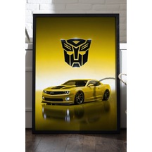 Chevrolet Camaro Siyah Ahşap Çerçeveli Poster, Dekoratif Araba Duvar Tablosu