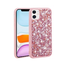 Zore İphone 12 Uyumlu Parlak Taşlı Tasarım Nvth Linea Kılıf-pembe