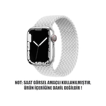 Apple Watch Series 7 45mm İçin Kordon, Medium Size, 147mm Knitted Fabric Single Loop Beyaz Watch Series 7 45mm İle Uyumlu Kordon - Beyaz Çok Renkli