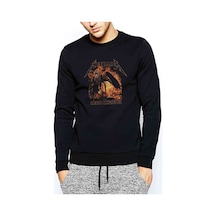 Death Magnetıc Metal Rock Baskılı Siyah Erkek Örme Sweatshirt