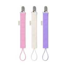 3'lü Set Bebek Emzik Askısı %100 Pamuk Lila-ekru-pembe