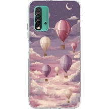 Redmi 9t-poco M3 Uyumlu Mor Gökyüzü Ve Uçan Balon Baskılı Silikon Kılıf Renkli