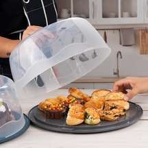 Geçmeli Kilitli, Kapaklı Ve Saplı Yaş Pasta, Kek Taşıyıcı, Mutfak Saklama İçin Yuvarlak Fanus, Bpa İçermeyen Kek Fanusu, Börek, Çörek Saklama Kabı, Cupcake, Turta Taşıma Kutusu Lacivert