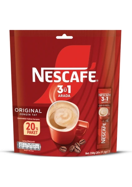 Nescafe Original 3ü1 Arada 20'li Paket Çözünebilir