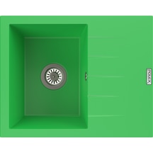 Polex Cristalüx Granit Evye P-S60 Yeşil Tezgah Altı Ve Tezgah Üstü Kare Mutfak Evyesi 60.5x49.5 CM