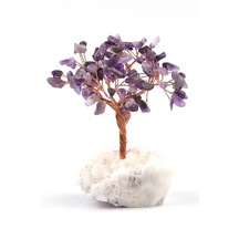 Sahi Aksesuar Kristal Kuvars - Ametist Doğal Taş Tel Sarmalı Tasarım Ağaç