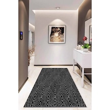 Siyah Sade Desensiz Kaymaz Tabanlı Dekoratif Halı Rv207n11