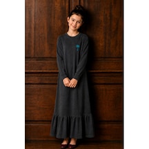 Angel&co. Girls Clothing Kız Çocuk Gri Uzun Kollu Maksi Tesettür Penye Elbise Gri - 842728793 Gri