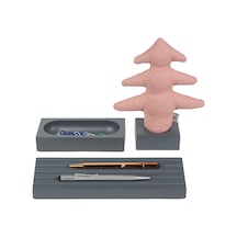 Kayigo  Woody  Gri Üçlü Ofis  Seti - Pembe Çam