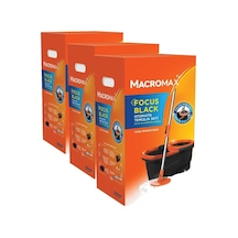 Focus Black Otomatik Temizlik Seti, Pedalsız Döner Sıkmalı 360 Başlıklı Mikrofiber Paspas 3 Paketi