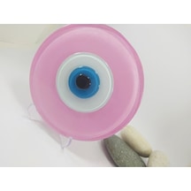 Toz Pembe El Yapımı Deliksiz Büyük Cam Nazar Boncuğu 12 Cm Masa Ü