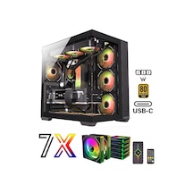 Zeiron Mirage X7 Tuş Ve Kumanda Kontrolcülü 7x120 Mm Gerçek Argb Fanlı 600w 80plus Psu Gaming Boş Akvaryum Bilgisayar