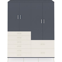 Hyperion Gardrop 7 Raflı 8 Çekmeceli 4 Kapaklı 176x44x221 Antrasit-antrasit/aytaşı Antrasit/aytaşı