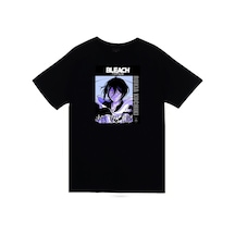 Stoned&Fame Bleach Rukia Kuchiki Anime Baskılı Unisex %100 Pamuk Siyah T-shirt SIYAH Siyah