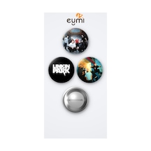 Linkin Park 3'lü Metal Rozet Seti 58mm İğneli Buton Çanta Yaka Rozeti Çok Renkli